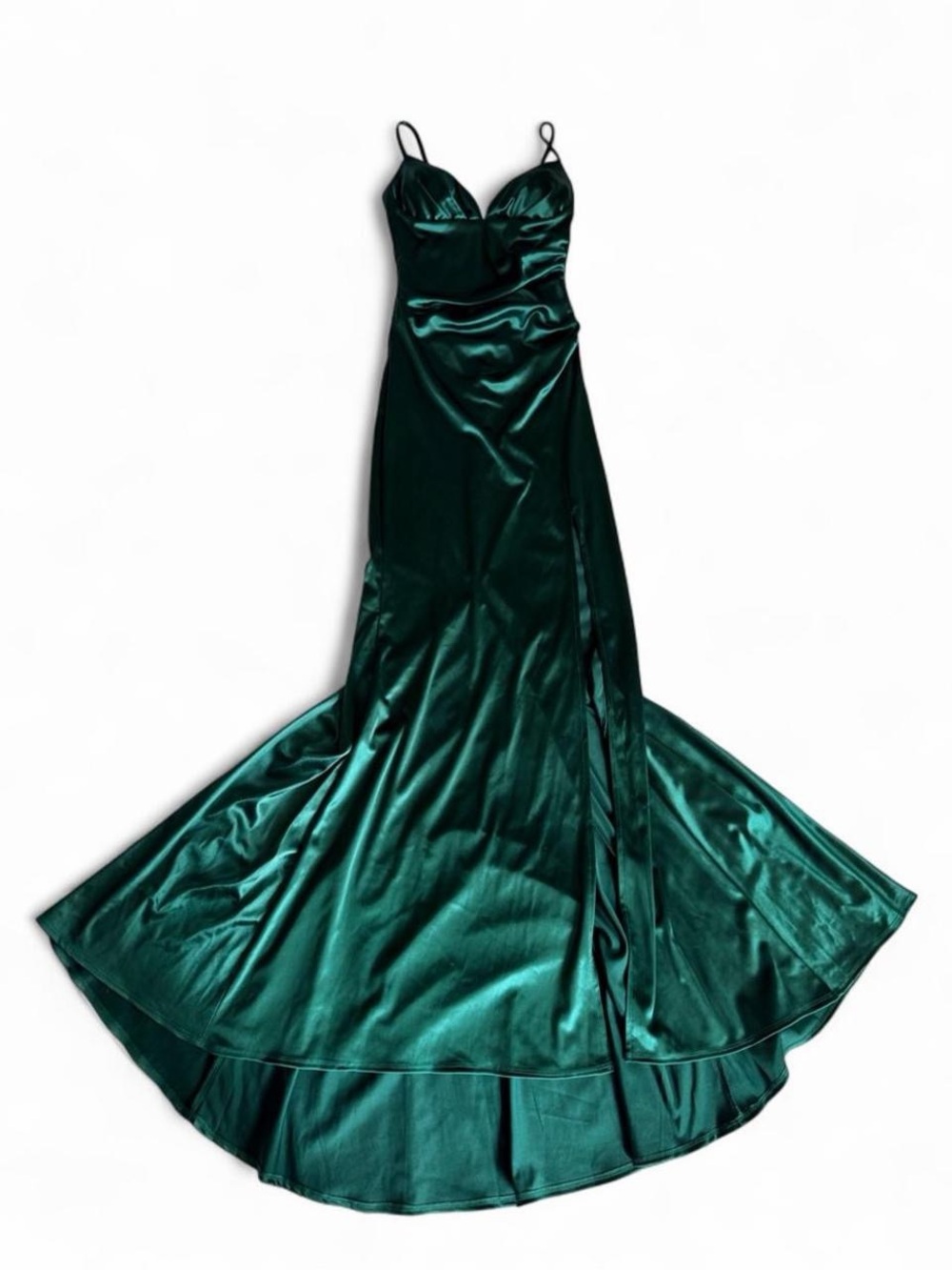 💚 Windsor Emerald Satin Formal Gown — XS